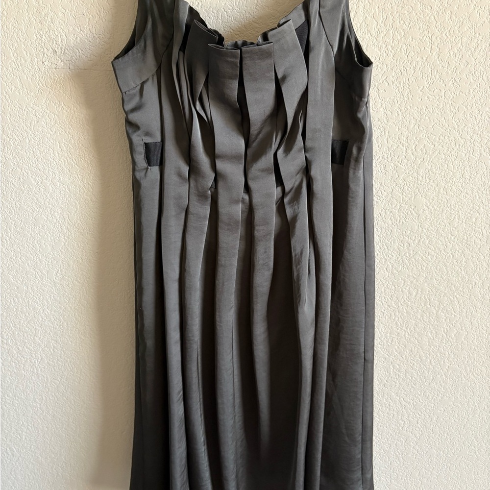 The Limited Gray Pleated Sheath Midi Dress
